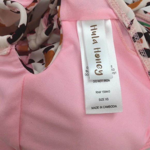 Hula Honey Pink Leopard Swimsuit Size Extra Small XS One Piece Animal Print NEW - Picture 9 of 9